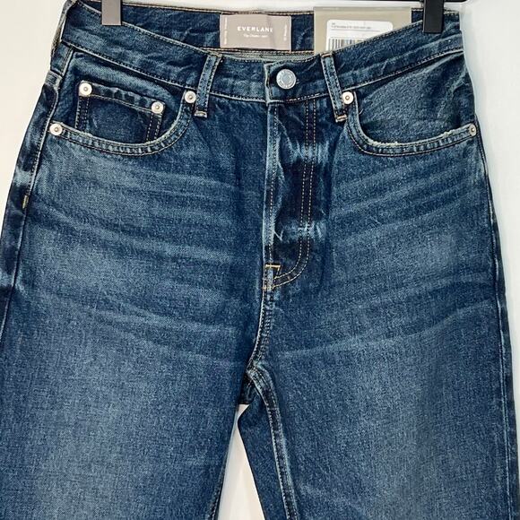 Everlane High Rise 90s Cheeky Straight Leg Denim Jeans Blue Size 25 Distressed - Picture 2 of 11